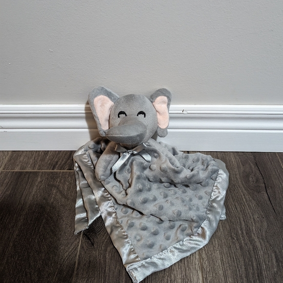 Pro Goleem grey Elephant Lovey Security blanket with satin back. - Picture 2 of 4